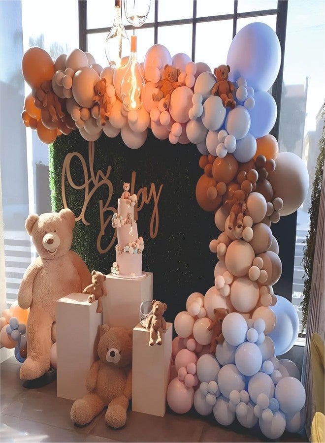 YOURS DECOR مجموعة زينة حفل استقبال المولود من يورز ديكور - 124 بالونًا بألوان الأزرق والبني والبيج | مجموعة زينة لحفل استقبال المولود | عنصر زينة لحفل استقبال المولود - Image 4